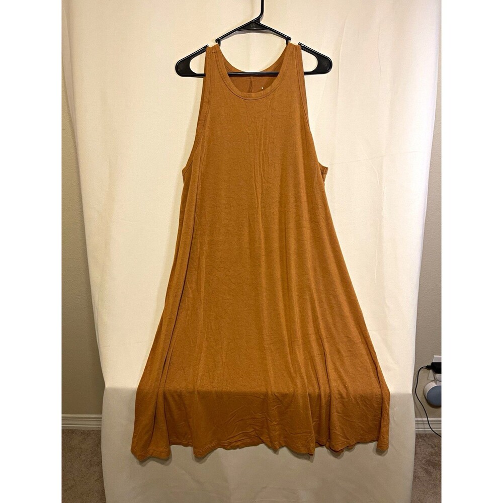A New Day Women's XXL Brown Round Neck Sleeveless Long A-Line Jersey Tank Dress